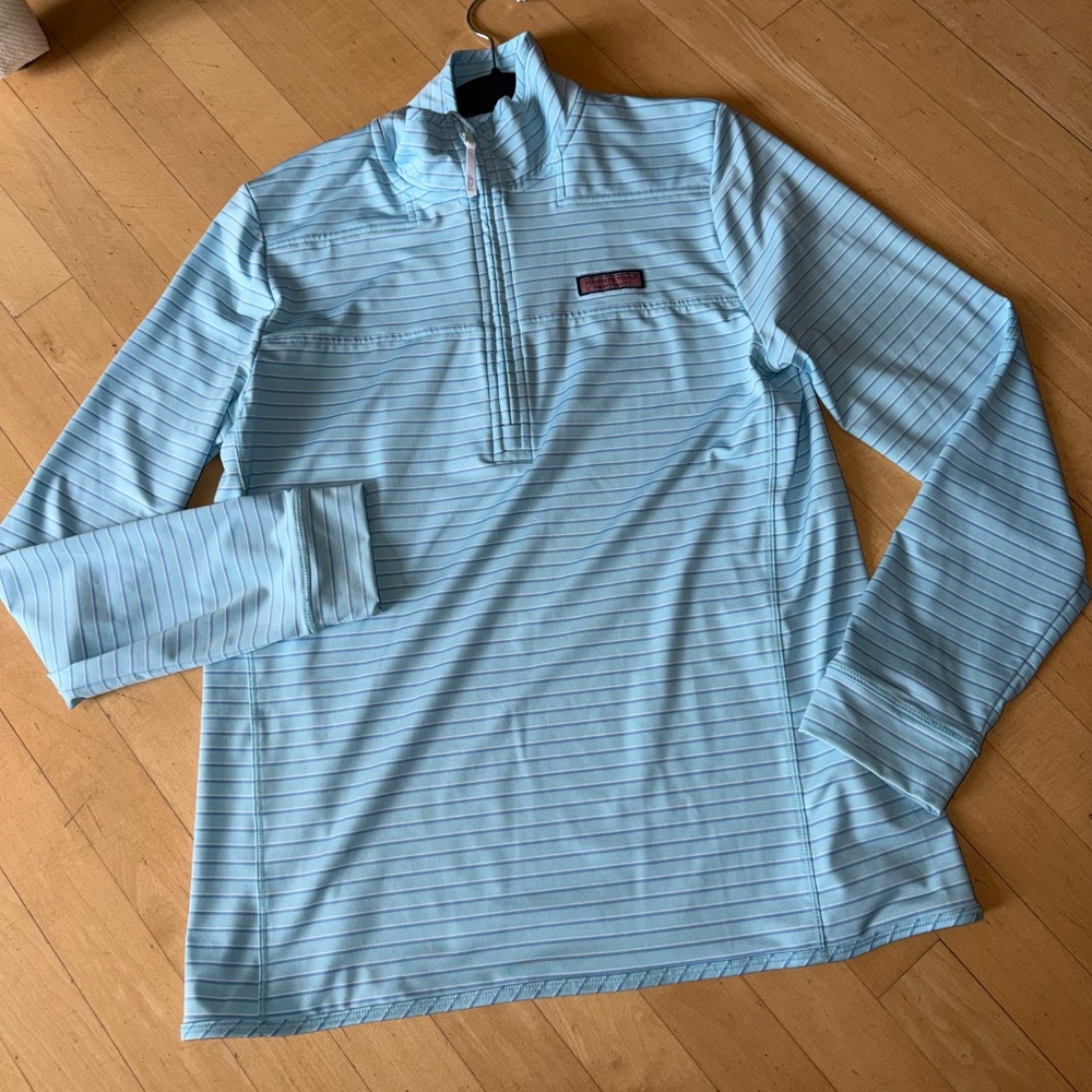 Vineyard Vines The Shep shirt turquoise blue stripe M, CB2586 - Picture 3 of 4